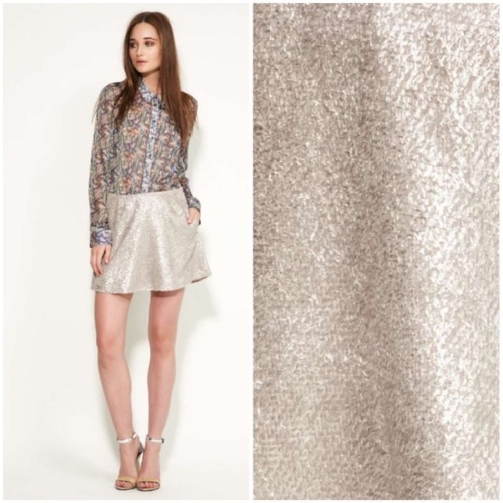 Theyskens' Theory Silver Textured Mini Skirt